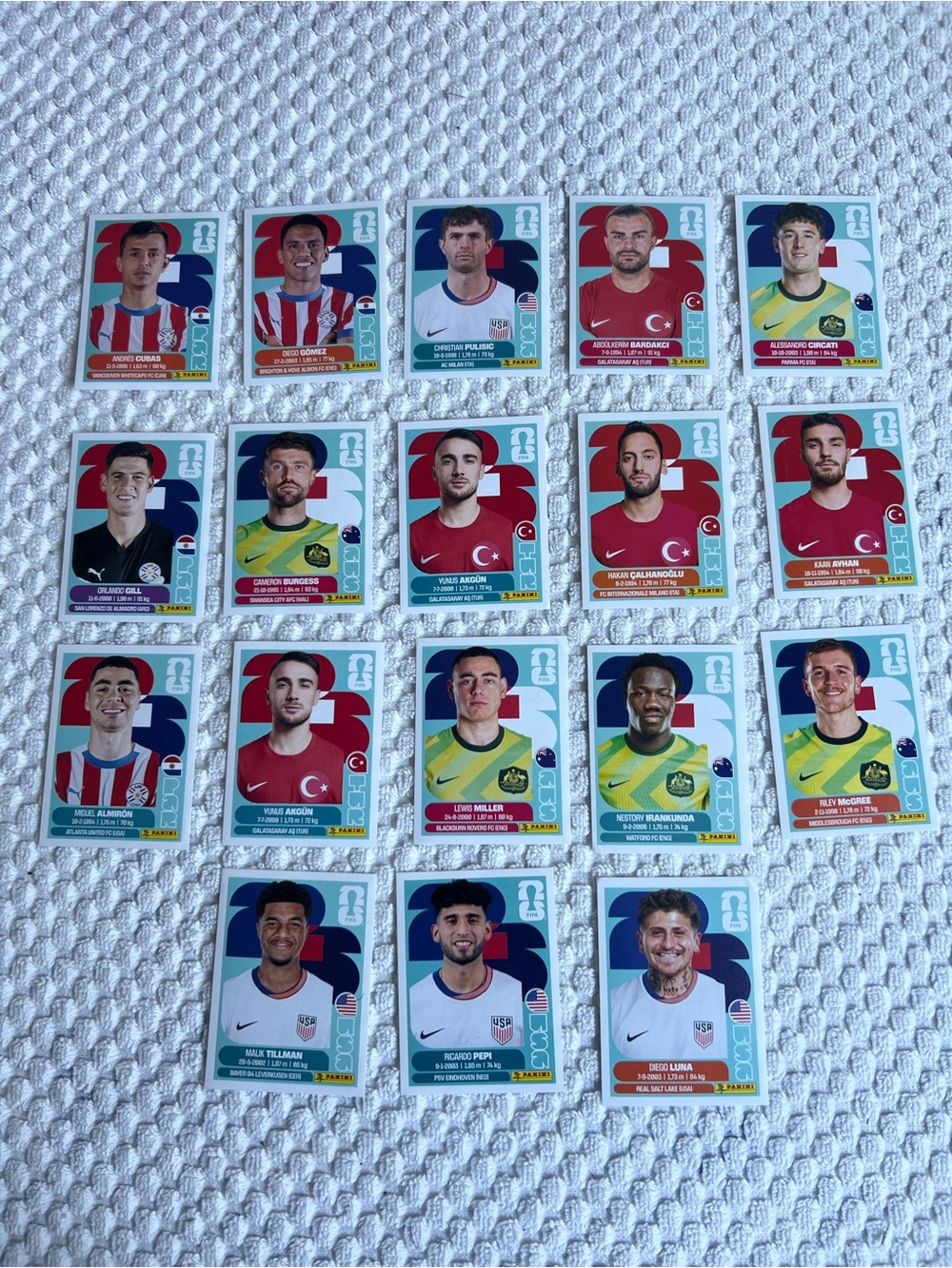 Lot of 18 Panini FIFA World Cup Stickers